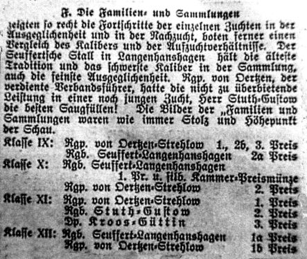 Abb. 3. Die Zuchterfolge des Gustower Gutsbesitzer Erich Stuth (Rügensche Zeitung Nr. 133 v. 31. Juli 1932).