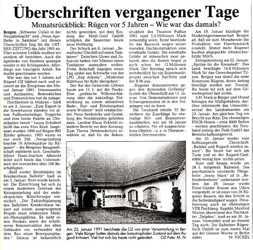 Abb. 5. Rückblicke (Ostsee-Zeitung v. 27. 1. 1996, S. 13)